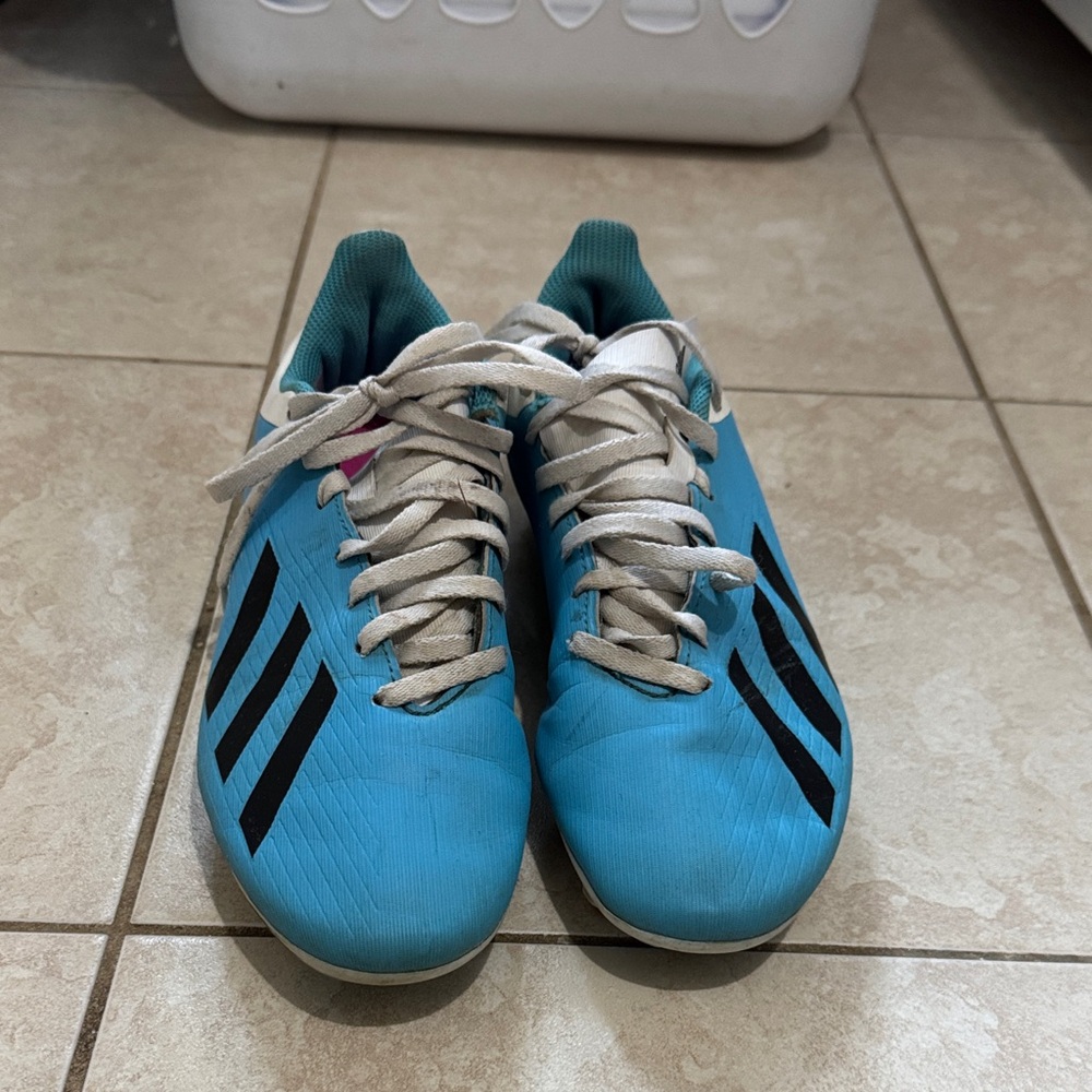 Adidas Blue and White Soccer Cleats
